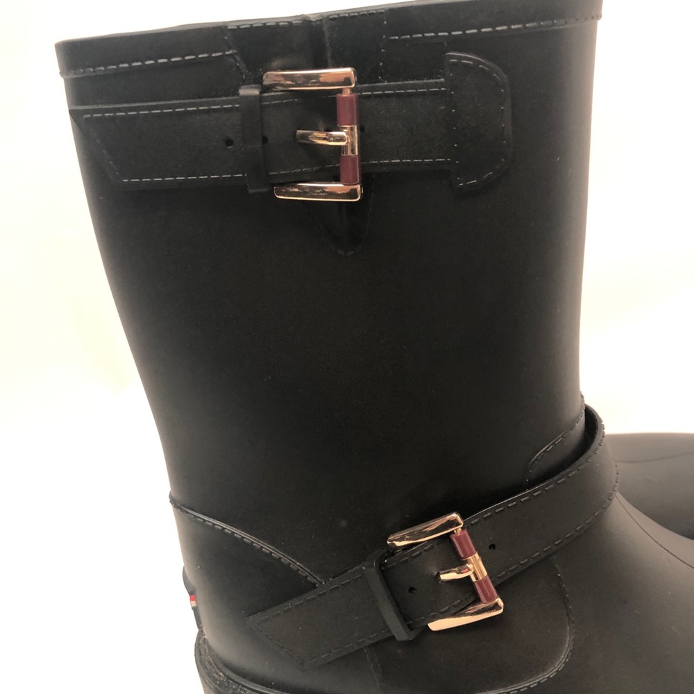 Tommy Hilfiger womens buckle black rainboot 7 - Picture 3 of 7